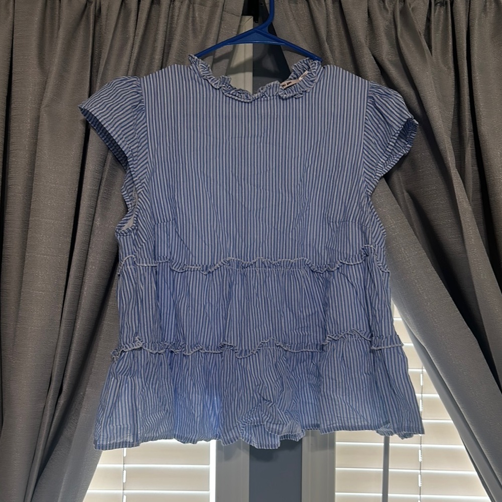 Source Unknown Blue Striped Blouse